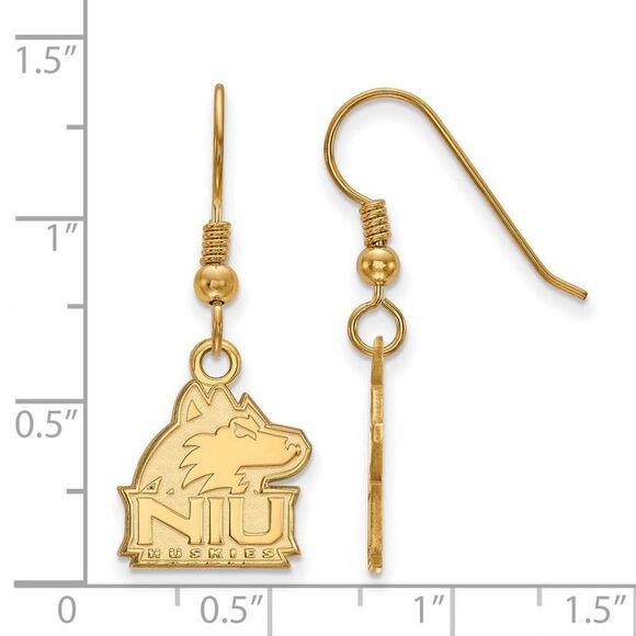 14k Gold Plated Silver Northern Illinois Univ. Dangle Earring - Picture 2 of 3